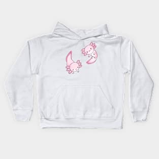 Pink cute axolotls Kids Hoodie